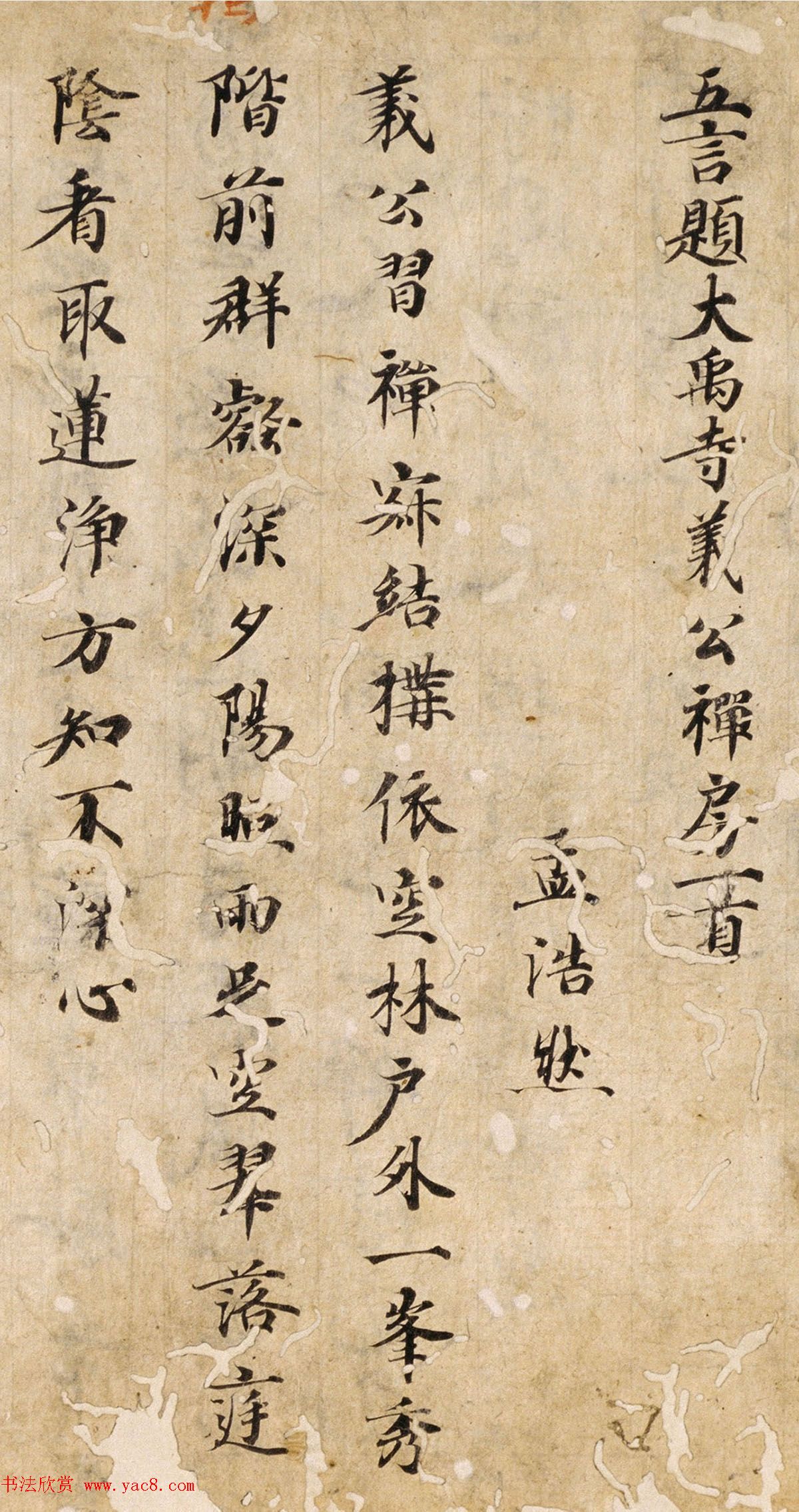 唐楷书残篇《孟浩然五言诗六首》